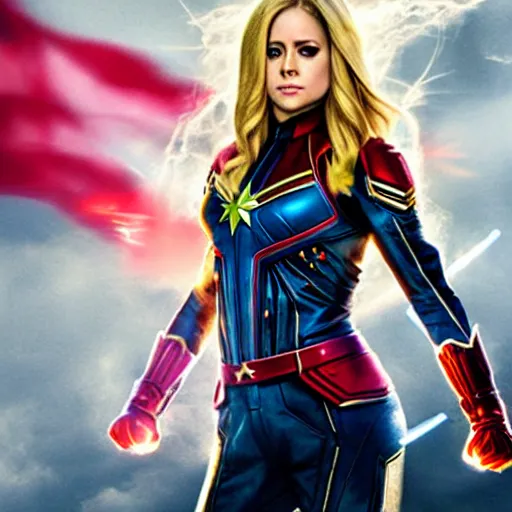 Prompt: Avril Lavigne as Captain Marvel