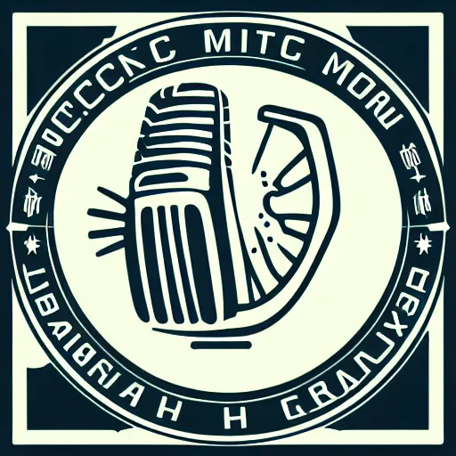 Image similar to iconic vector logo illustration of a microphone line art, bold