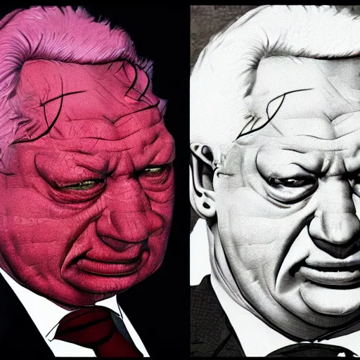 Image similar to boris yeltsin became bloody ugly lovecraftian degenerate abomination, photo - realistic, color image, 2 k, highly detailed, bodyhorror, occult art