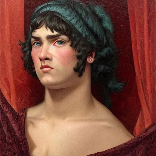 Image similar to a vintage portrait painting of a gentleman half ogre half man, art by john william godward and anna dittman and artgerm