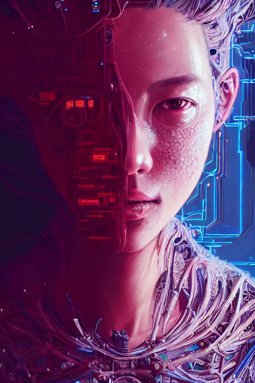 Image similar to hyperrealistic portrait of a woman monster astronaut, full body portrait, well lit, intricate abstract. cyberpunk, intricate artwork, by Tooth Wu, wlop, beeple. octane render,in the style of Jin Kagetsu, James Jean and wlop, highly detailed, sharp focus, intricate concept art, digital painting, ambient lighting, 4k, artstation