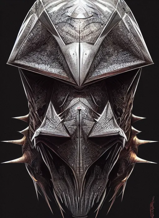 Prompt: anthropomorphic trianglar prism head in edgy darkiron horseshoe crab, intricate, elegant, highly detailed animal monster, digital painting, artstation, concept art, smooth, sharp focus, illustration, art by artgerm, wayne barlowe, trending on artstation and greg rutkowski and alphonse mucha, 8 k