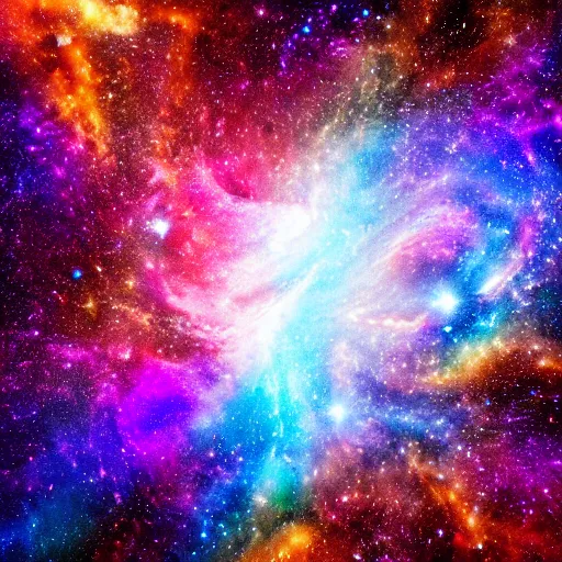 Image similar to large space dreamscape with galaxies and swirling colors of space dust, exploding stars, black holes, planets,