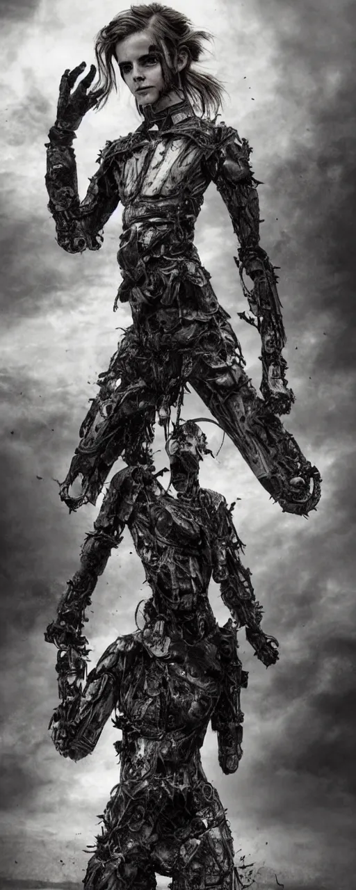 Image similar to Emma Watson fractal armour twinned conjoined sisters action poses dishevelled photorealistic portrait grimy sweating wet face dirty t-shirt and torn jeans in broken biomechanical fractal armour abandoned exploding sci-fi gas station, dark and dim atmospheric smog trending on artstation 8k matte painting, dramatic lighting, dramatic shadows professional photograph by Irving Penn Abumi zuri no kawa Agemaki Agemaki no kan Ago no o benri Aibiki Aida kanamono Aka Akoda nari bachi Art ASA Asa no ha gusari Ase nagashi no ana B Bachi Bishamon gote Boko no ita Bitsu Bugyo Byo Byo gashira Byo toji yokohagi okegawa dō C Choban Chochin kabuto Chokin Chotsugai Chotsugai Kugi D Daku Akuma Daisha Guchi Daimyō Dangaye Dō Dō Dō Maru E Eboshi Eboshi Nari Bachi Edo Egawa Emi men Etchu bo Etchu haidate Etchu jikoro Etchu suneate Etchu zunari bachi F Fukigaeshi Fukube Fukurin Fuse Gumi Fusube Gawa G Gashira Gattari Gendai Gessan Gessan Jikoro Go-Mai Dō Goshozan Gumbai Gunsen Guru-wa Gusoku Gusoku bitsu Gyoyo H Hachi Hachigane Hachiman za Himo Hachi tsuke no ita Haidate Haku hatsu men Hana Hanagami bukuro Hanbo Happuri Haraidate dai Haramaki Harikake Harikake bachi Hatomune dō Heichozan Hige Hiji gane Hineno jikoro Hineno zunari bachi Hiro sode Hishi nui Hishi nui no ita Hishi nui dō Hishi toji Hishi toji dō Hishi toji hotoke dō Hitai ate Hitsu Hoate Hodo haidate Hon iyo zane Hon kozane Hoshi Hoshi bachi Hotoke dō I Ichi no tare Igaki