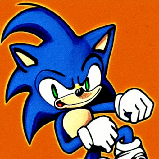 prompthunt: a distorted, surrealist painting of classic Sonic the