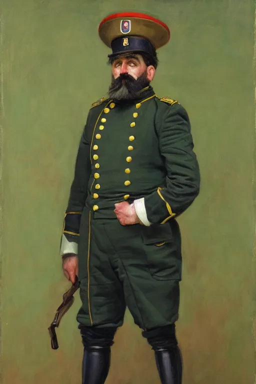 Image similar to full body portrait of the dictator of the boston celtics, 1 8 8 9, in full military garb, oil on canvas by william sidney mount, trending on artstation