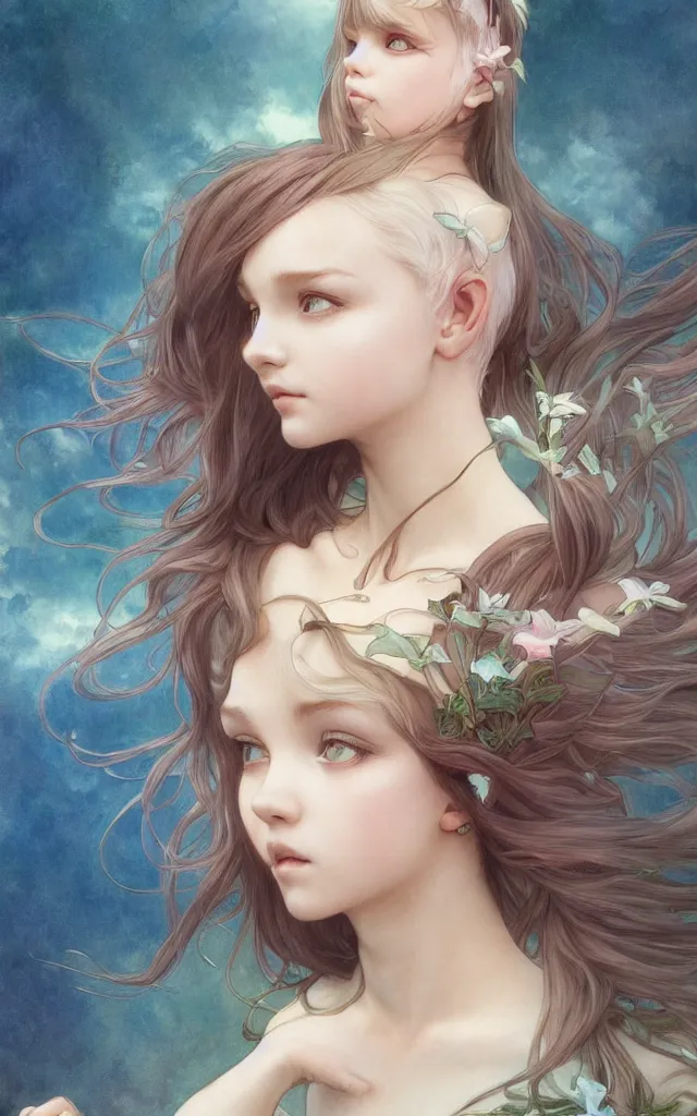 Image similar to Vaporeon Gajinka small human girl , highly detailed, digital pencil painting, human with animal features , hyper realistic, sharp focus, illustration, art by artgerm and greg rutkowski and alphonse mucha