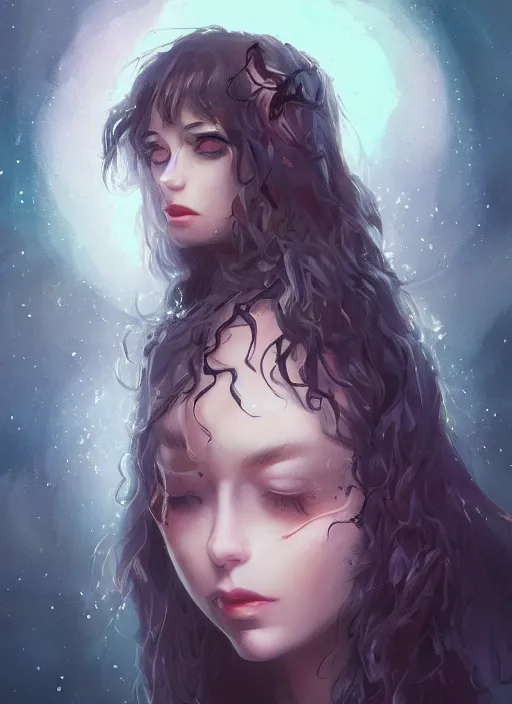 Prompt: a beautiful, unique, strange, mysterious woman, blinking. [[[[[[closing]]]]]]] and opening her eyes, amazing, stunning artwork, featured on artstation, cgosciety, behance