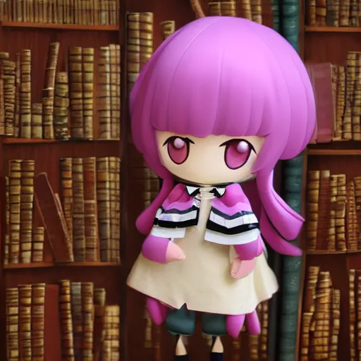 Prompt: cute fumo plush of the librarian girl of the underground forbidden library where a hundred necronomicons and more are stored, lens flare, vray