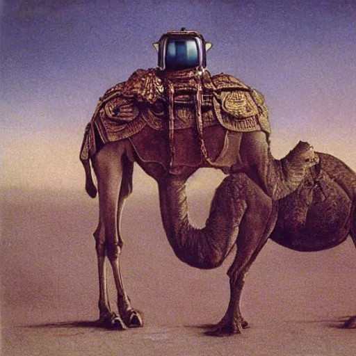 Prompt: wretched camel, Glass-Cast Heart, by Bruce Pennington and Arthur Rackham