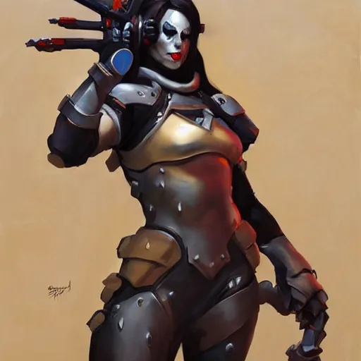 Image similar to greg manchess portrait painting of partially armored lady death as overwatch character, medium shot, asymmetrical, profile picture, organic painting, sunny day, matte painting, bold shapes, hard edges, street art, trending on artstation, by huang guangjian and gil elvgren and sachin teng