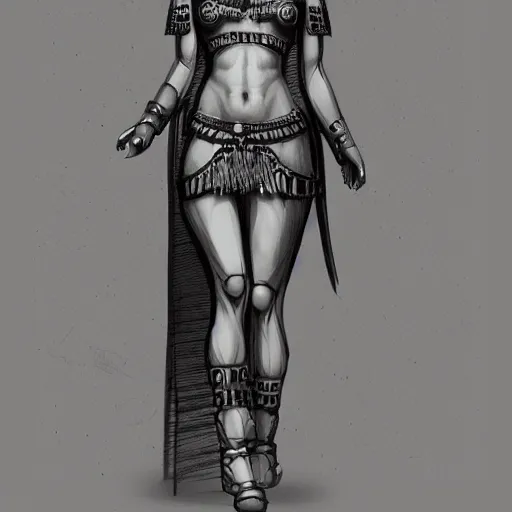 Image similar to a sketch drawing, cleopatra in our time, full body, by gabo mendoza, trending on artstation