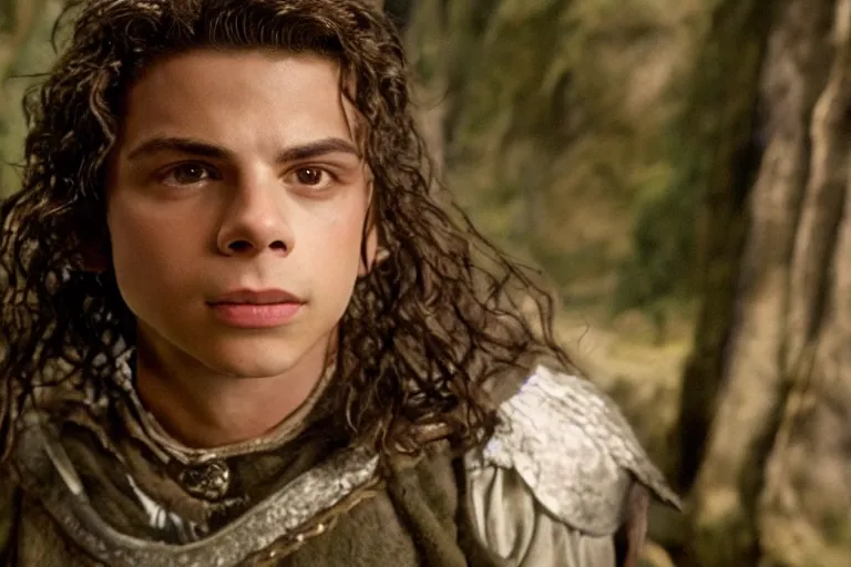 Image similar to jake t. austin plays an elf in the lord of the rings return of the king, highly detailed, cinematic lighting, 4 k, arricam studio 3 5 mm film camera, kodak 5 2 7 9 ( tungsten - balanced ) film stock