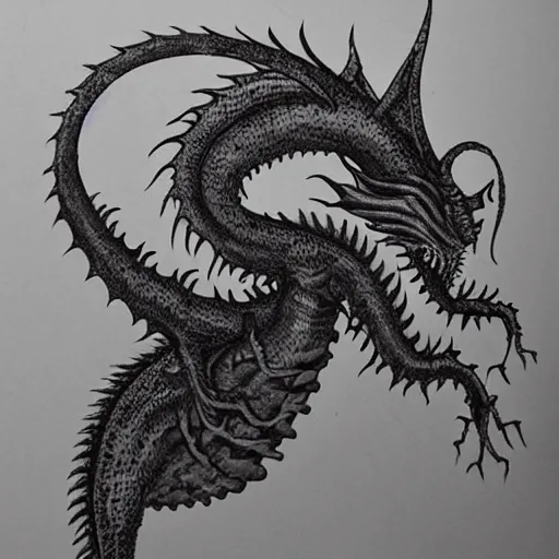 Image similar to Anthopomorphic dragon, lovecraftian horror, in the style of trevor henderson