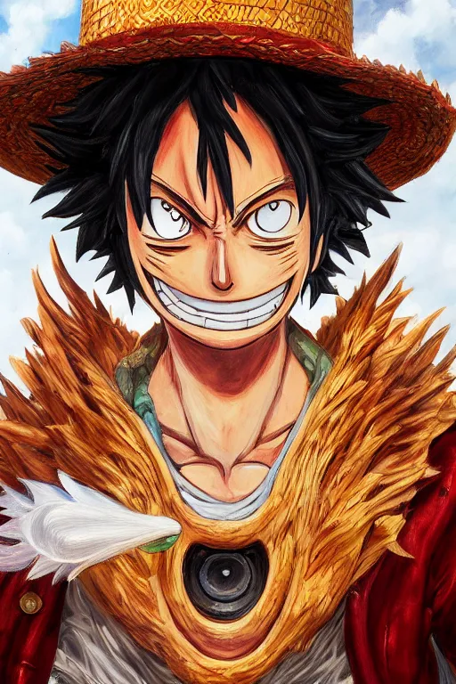 Image similar to anthropomorphic dragon as a luffy, oil on canvas, intricate, portrait, 8 k highly professionally detailed, hdr, cgsociety