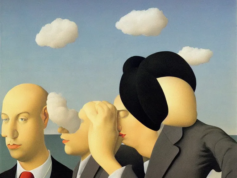 Image similar to painting by rene magritte, high detail, high resolution