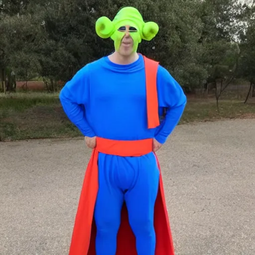Image similar to a man in an improvised Piccolo costume