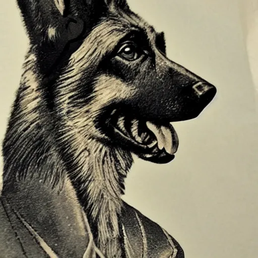 Image similar to portrait of a German shepard ww2 pilot, detailed, realistic