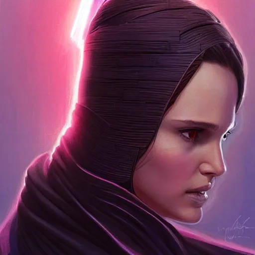Image similar to natalie portman, female, jedi master, wearing the traditional jedi robe, beautiful and uniquely odd looking, detailed symmetrical close up portrait, intricate complexity, in the style of artgerm and ilya kuvshinov, magic the gathering, star wars art,