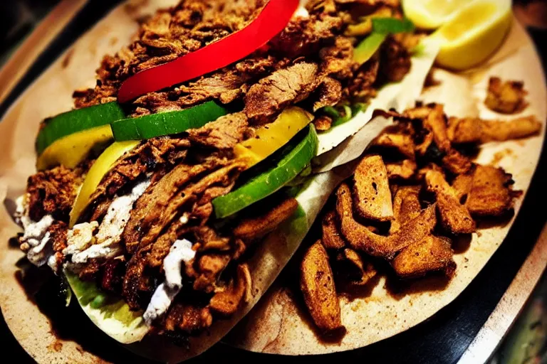 Image similar to very tasty shawarma. close up. food photo award winner. trending on instagram