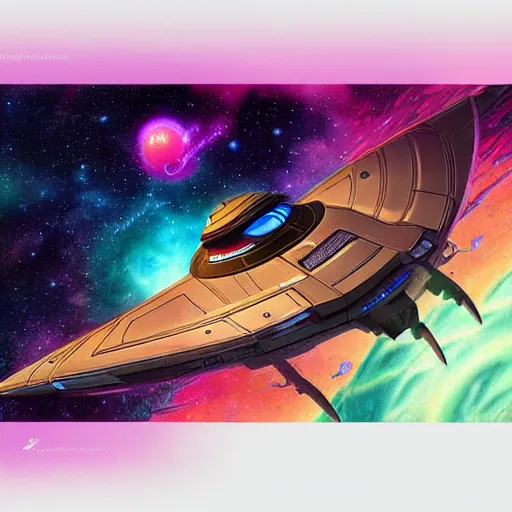 Prompt: s class starship no man's sky colorful, fantasy, intricate, highly detailed, digital painting, hq, trending on artstation, illustration, style of stanley artgerm and greg rutkowski and dan mumford