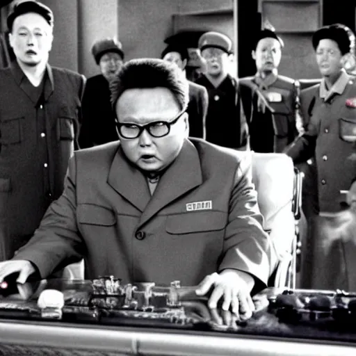 Image similar to A movie still of Kim Jong Il in Back to the Future