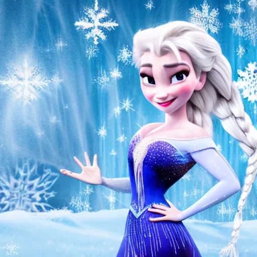 Image similar to bad bhabie as elsa in live action disney frozen, 8k resolution, full HD, cinematic lighting, award winning, anatomically correct