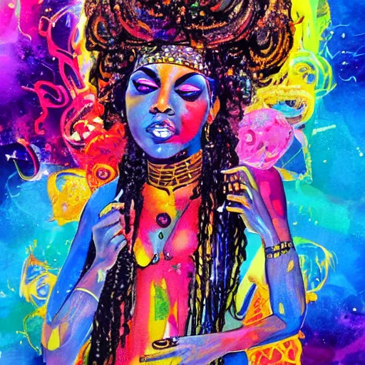 Image similar to a beautiful messy painting of the goddess of Funk.