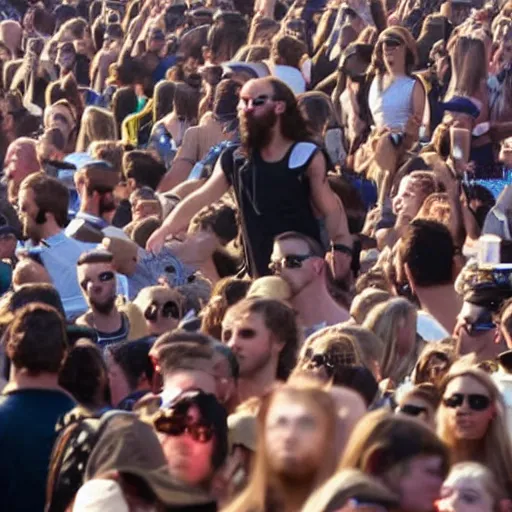 Prompt: a gigachad in the crowd at a concert