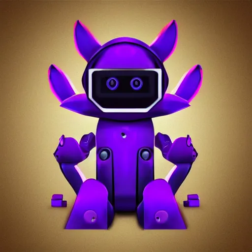 Image similar to Very cute robotic purple dragon, 2d minimalism, digital art