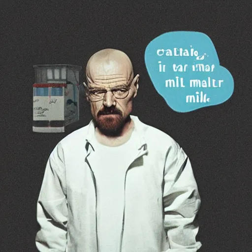 Image similar to walter white drinking milk