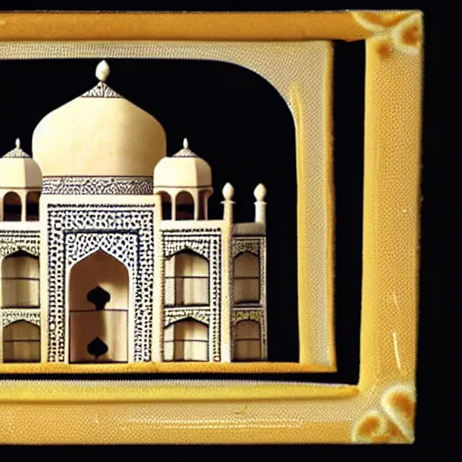 Prompt: a reconstruction of the cheese taj mahal made ot of cheese