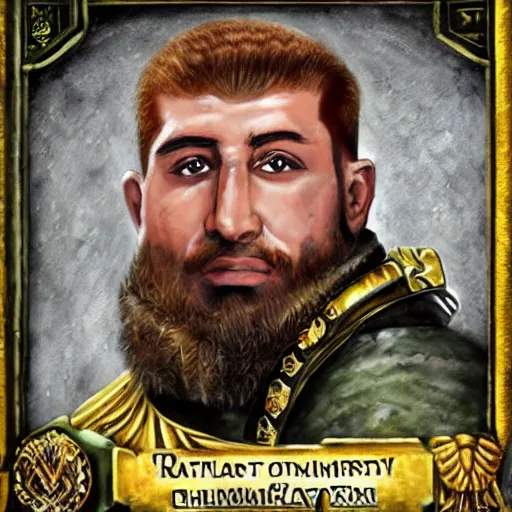 Prompt: portrait of ramzan kadyrov. Warhammer 40k.