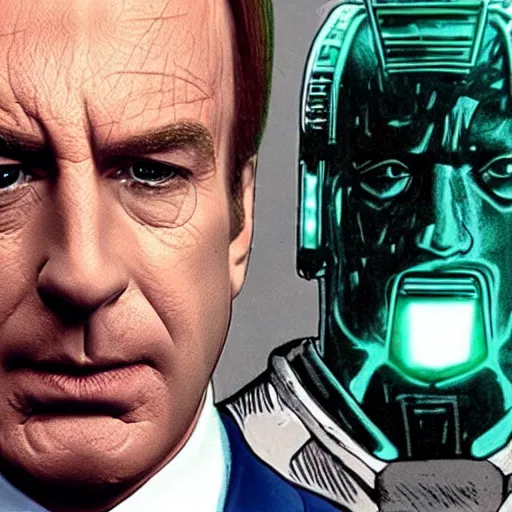 Image similar to better call saul if he was a borg from star trek