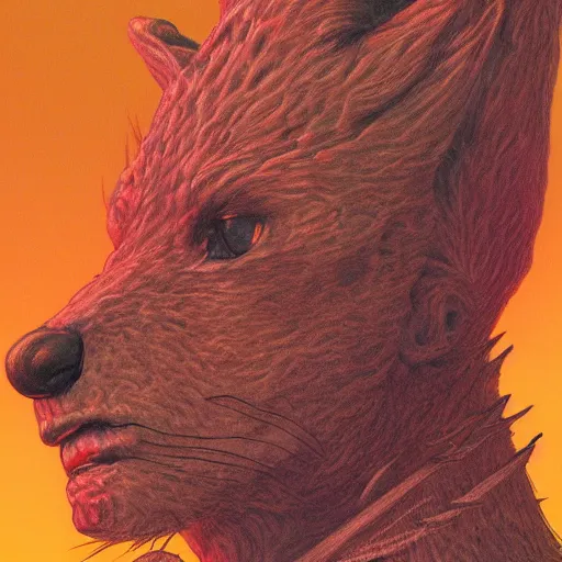 Image similar to a portrait of coyote, in the style of wayne barlowe