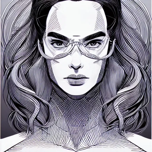 Image similar to clean simple line art of a woman. white background. well composed, clean black and white line drawing, beautiful detailed face. illustration by josan gonzalez and steve ditko and greg rutkowski