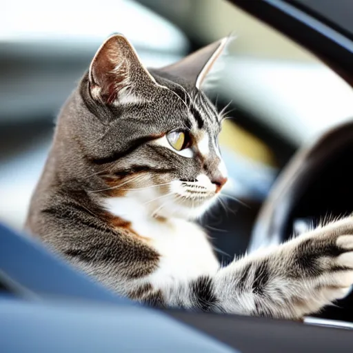 Image similar to a cat driving a sport car