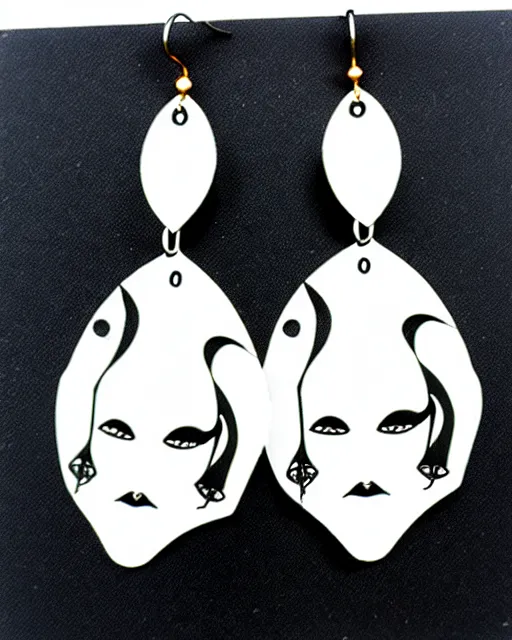 Image similar to aubrey beardsley, the climax, 2 d lasercut earrings,