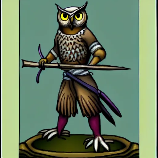 Prompt: anthropomorphic owl warrior