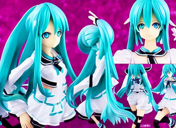 Image similar to miku hatsune goods, acrylic figure, tapestries, key visual poster