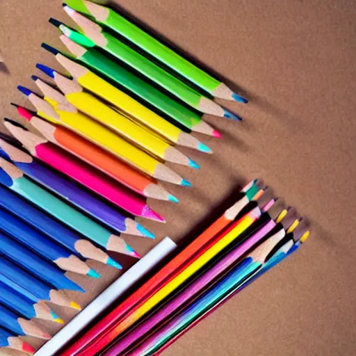 Image similar to man surrounded by colored pencils and papers