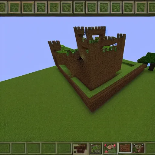 Prompt: a castle with vines growing on it, trending Minecraft build