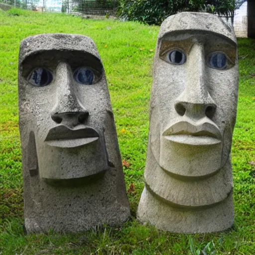 Prompt: anime schoolgirl easter island head