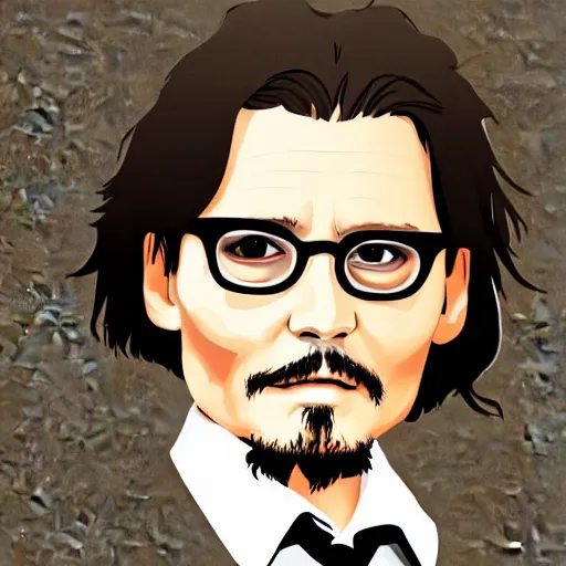 Image similar to (illustration) of ((Johnny Depp)), by ((Studio Ghibli)), 8k