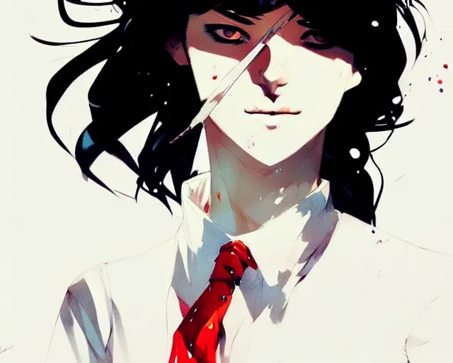 Image similar to a ultradetailed full body portrait of a woman dressed in a white shirt with a tie, by conrad roset, greg rutkowski and makoto shinkai trending on artstation