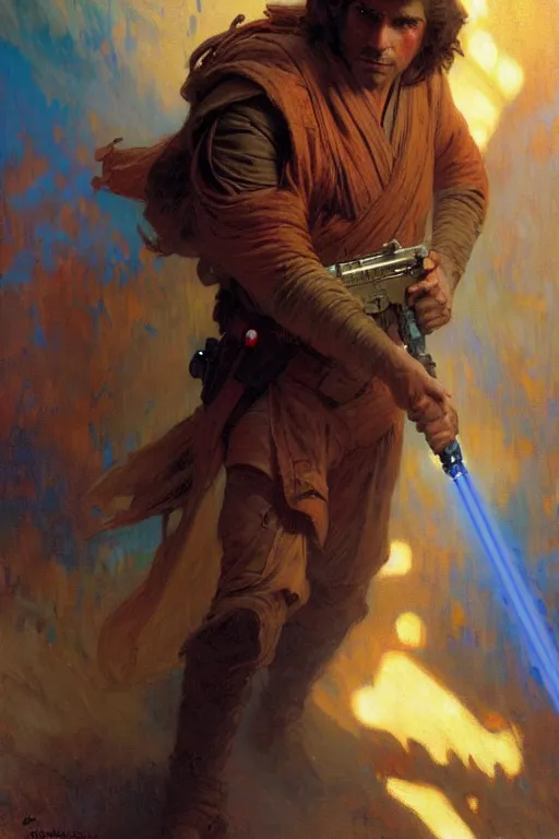 Image similar to attractive man, star wars, cool colors, painting by gaston bussiere, craig mullins, greg rutkowski, alphonse mucha