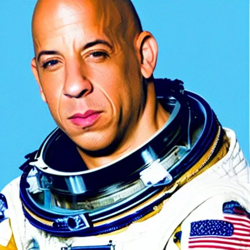 Image similar to Vin Diesel in astronaut suit in space