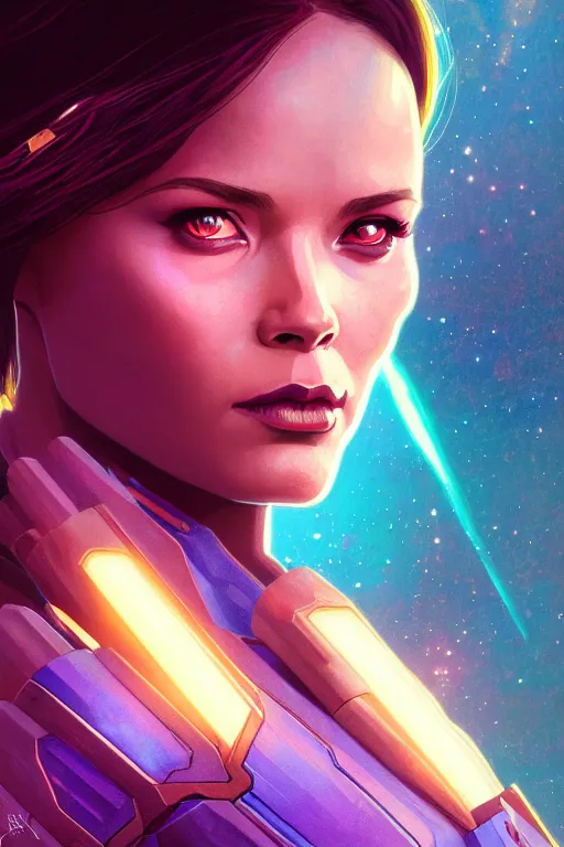 Image similar to a portrait of nebula from guardians of the galaxy, fantasy, sharp focus, intricate, elegant, digital painting, artstation, matte, highly detailed, concept art, illustration, ambient lighting, art by ilya kuvshinov, artgerm, alphonse mucha, and greg rutkowski