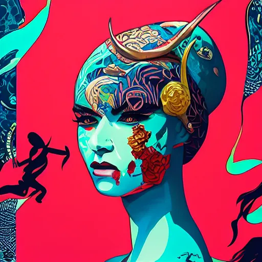 Prompt: Tristan Eaton, victo ngai, artgerm, Lofi dragon lady portrait