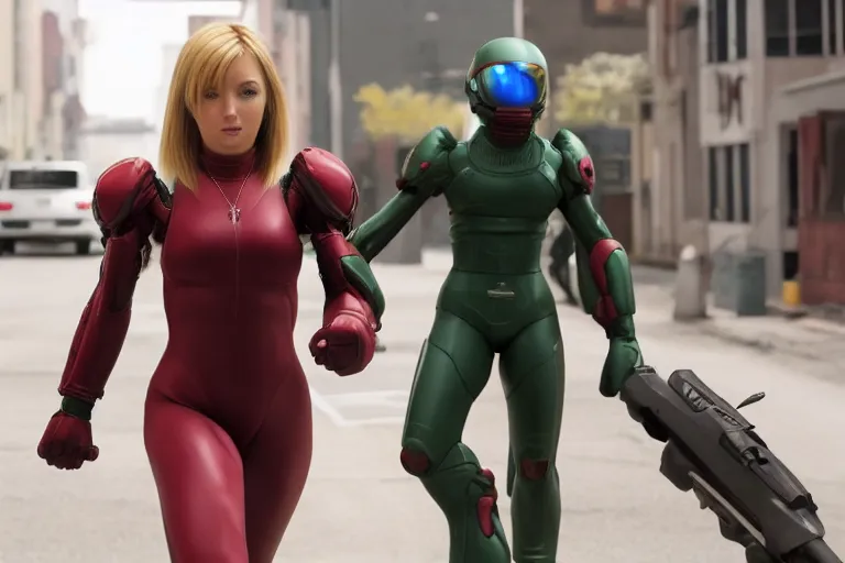 Image similar to samus aran in the new comedy movie